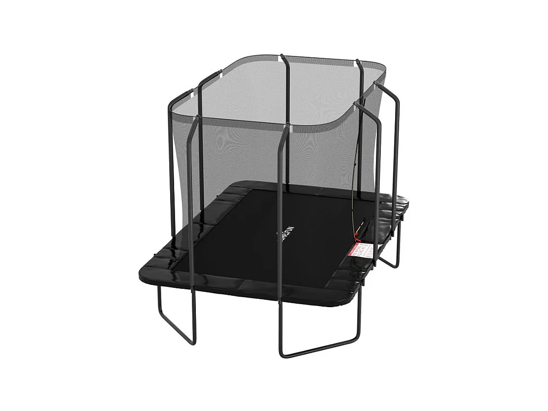 Trampoline extérieur Luxury Rectangle Noir - 244x366cm - avec Echelle, Tapis de Saut, Matelas de protection et Filet de sécurité