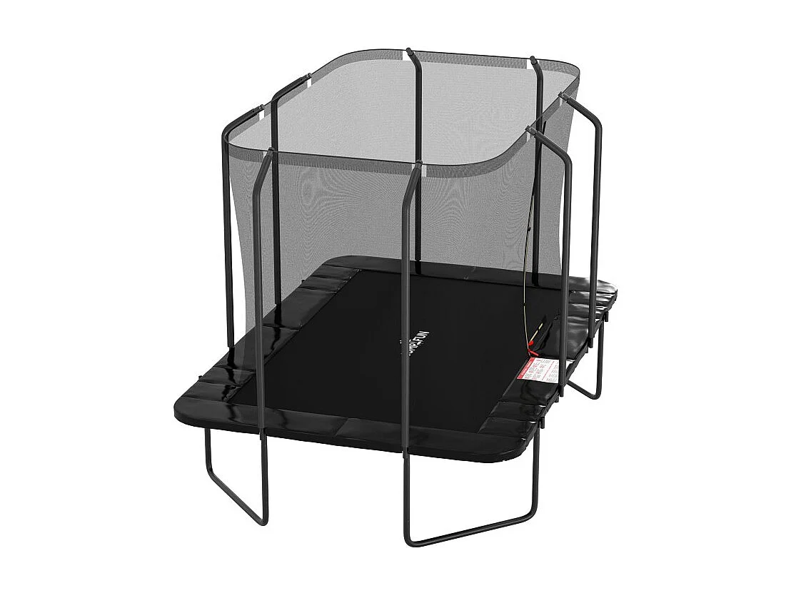 Trampoline extérieur Luxury Rectangle Noir - 244x366cm - avec Echelle, Tapis de Saut, Matelas de protection et Filet de sécurité