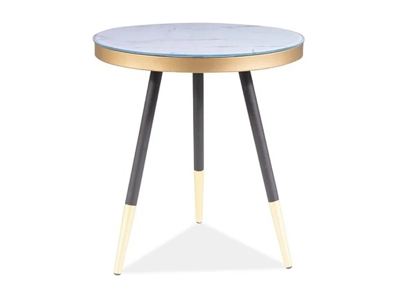 Tavolino Vega/Vetro/Metallo/Impiallacciatura/Oro&Nero