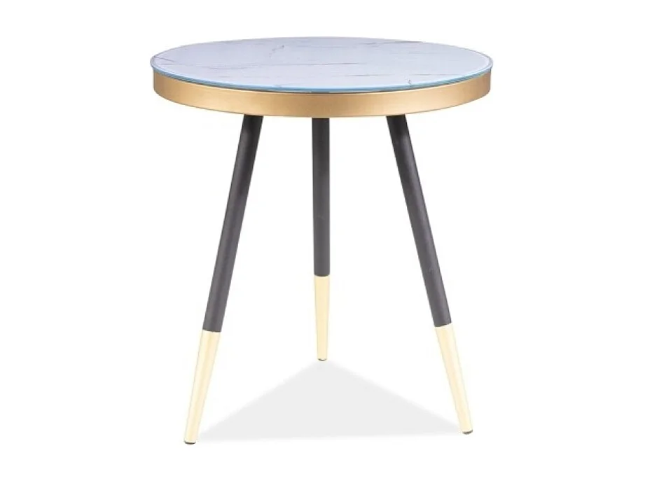 Table d'appoint Vega/Verre/Métal/Placage/Or&Noir