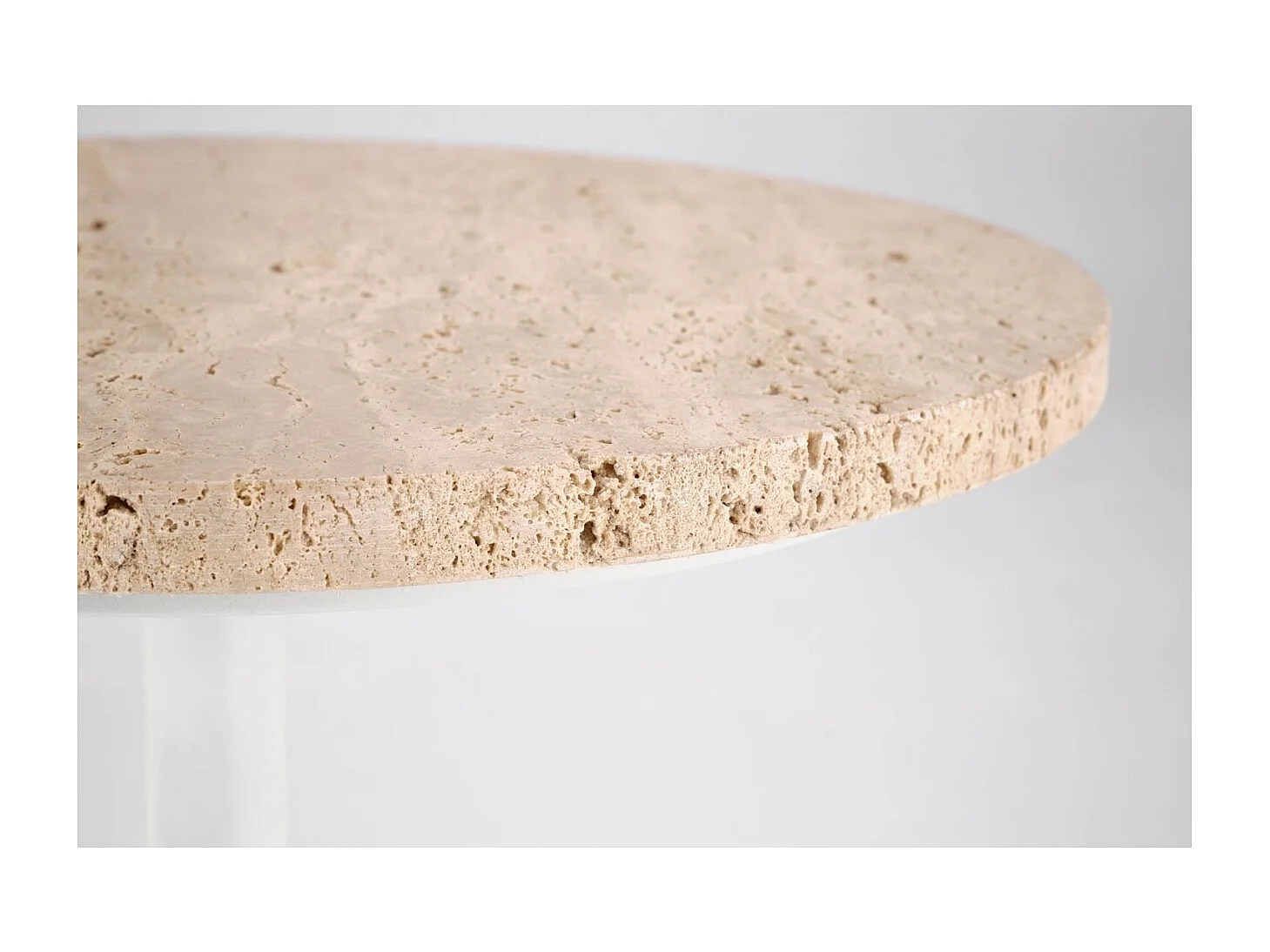 Table d'appoint Traverso/Pierre/Métal/Marron&Blanc