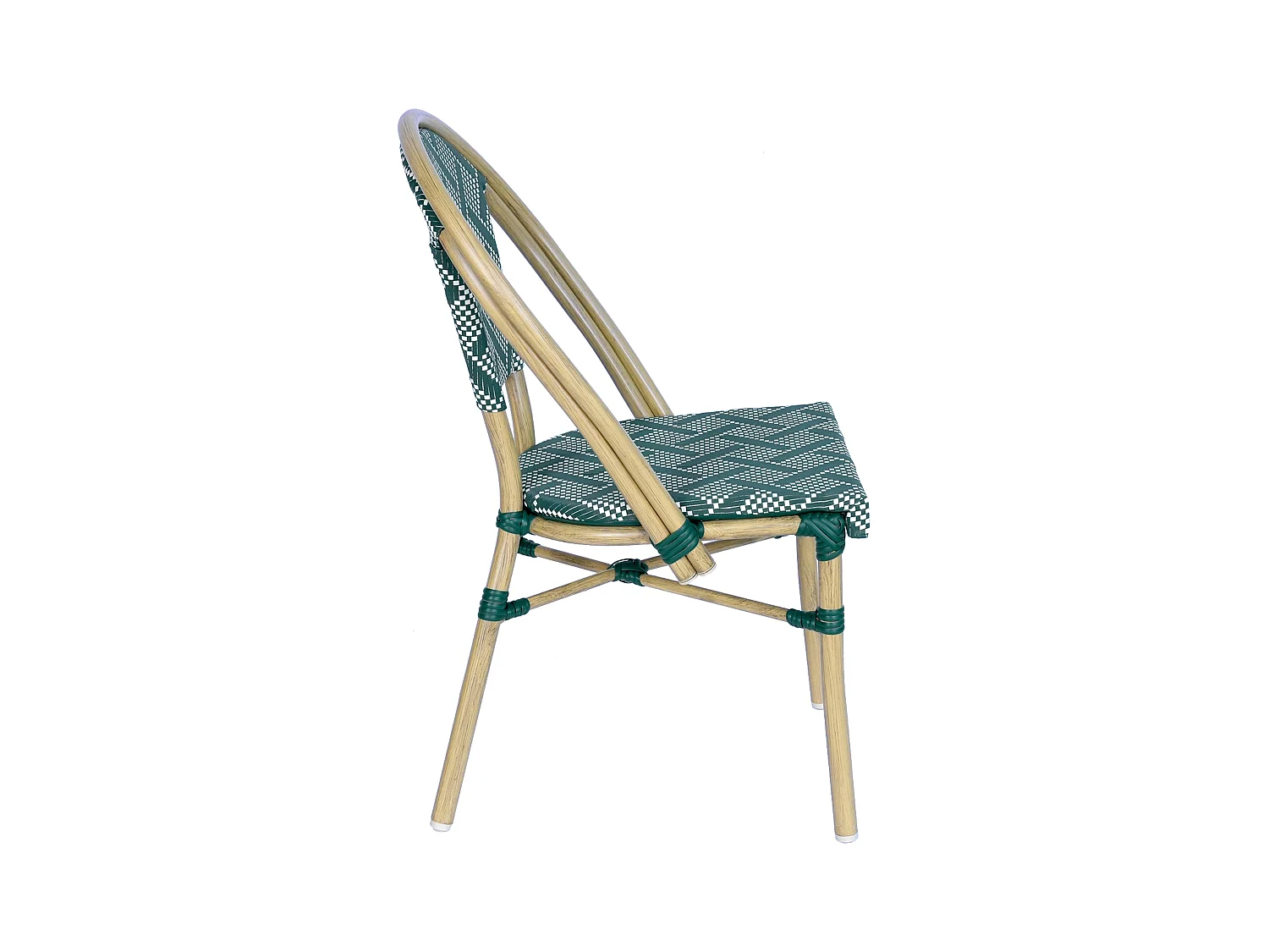 Chaise de terrasse style bistrot parisien en aluminium vert foncé