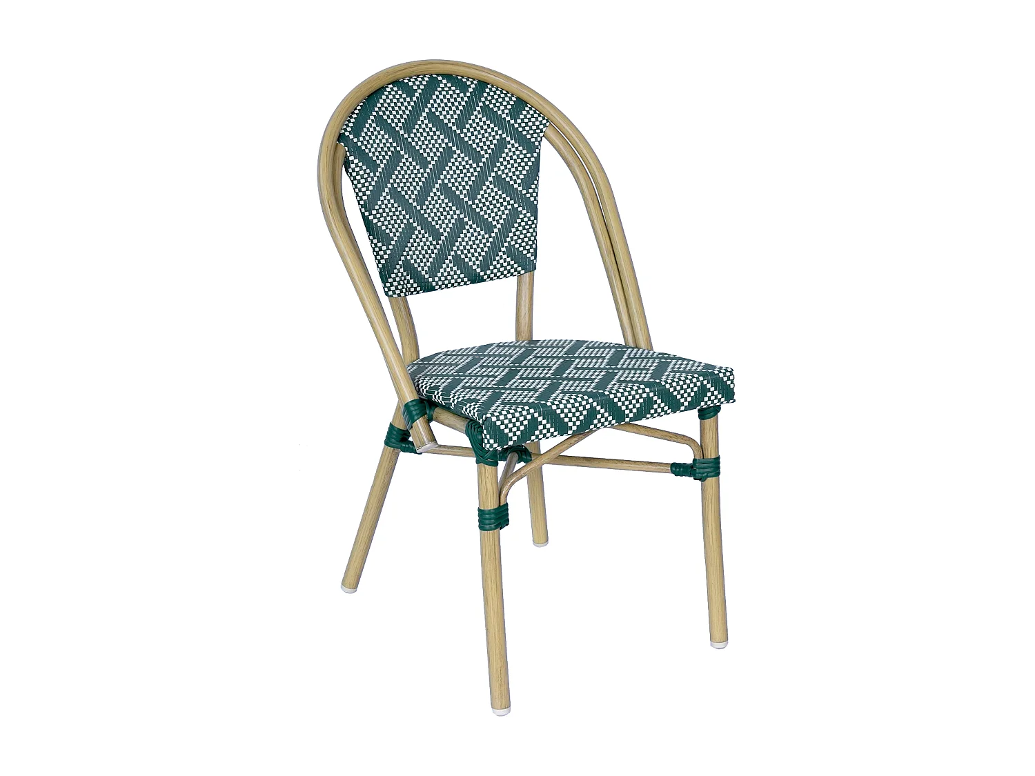 Chaise de terrasse style bistrot parisien en aluminium vert foncé