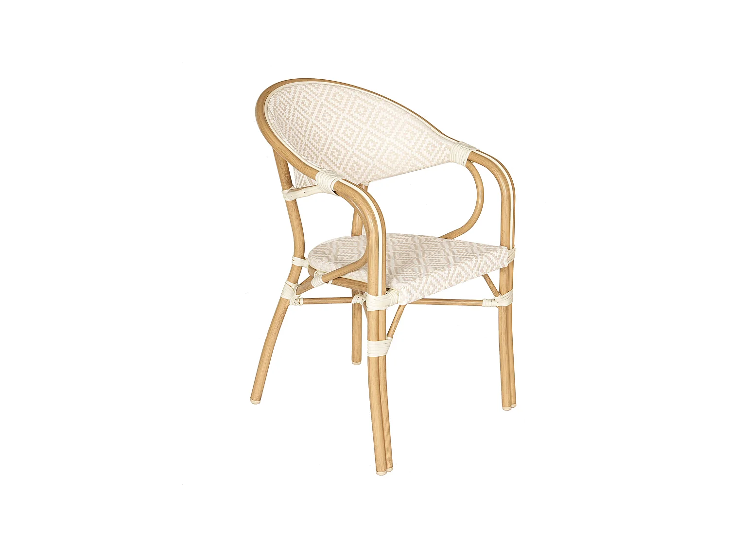 Chaise de terrasse style parisien aluminium et rotin synthétique beige