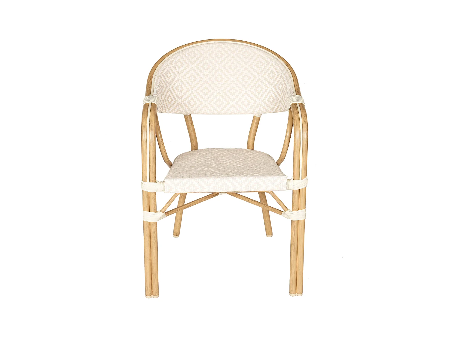 Chaise de terrasse style parisien aluminium et rotin synthétique beige