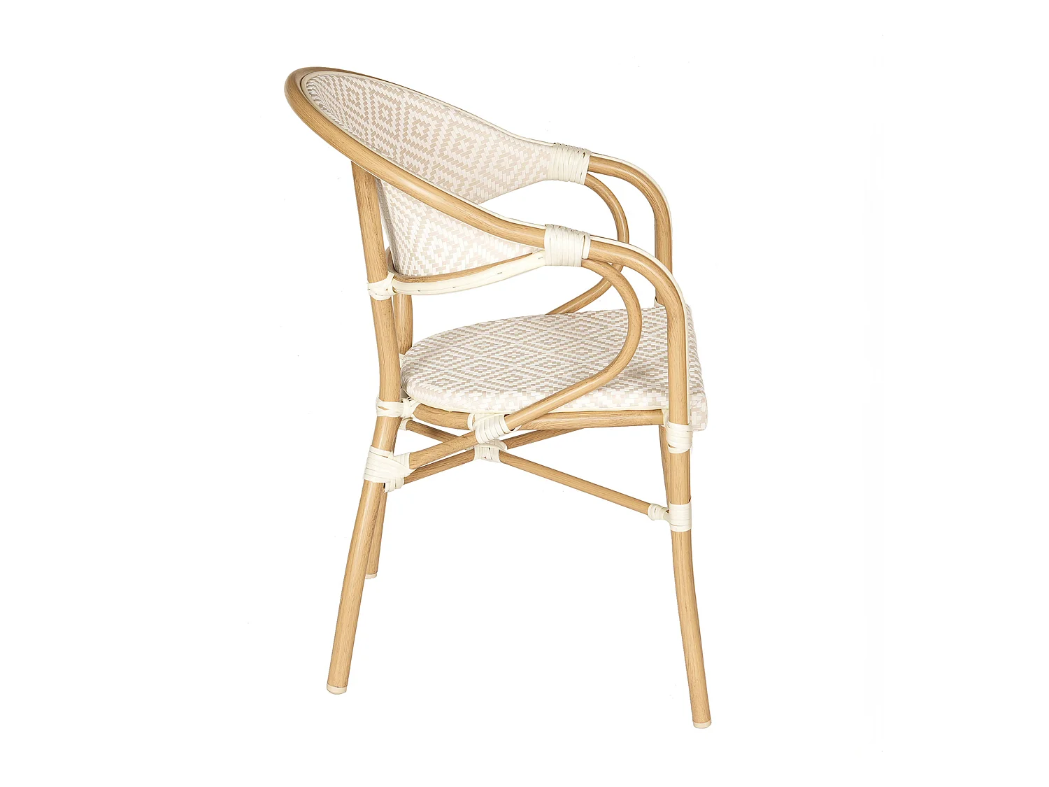 Chaise de terrasse style parisien aluminium et rotin synthétique beige