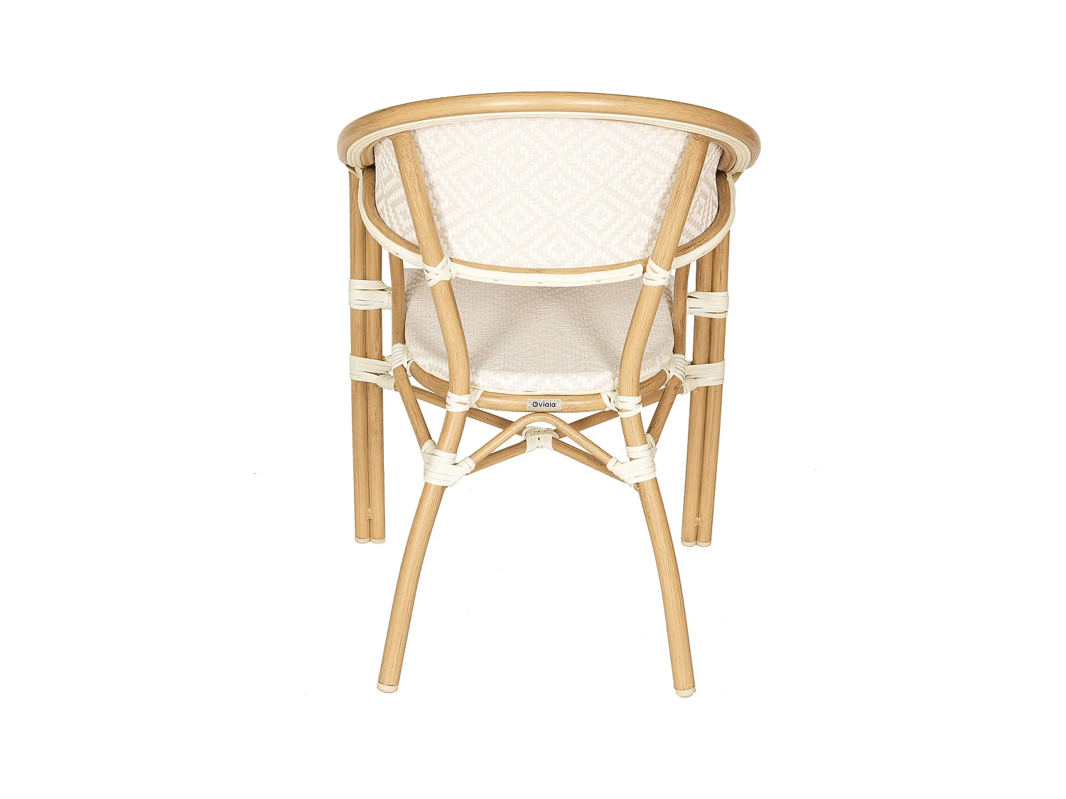 Chaise de terrasse style parisien aluminium et rotin synthétique beige