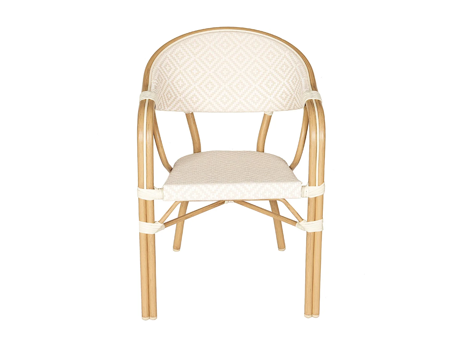 Chaise de terrasse style parisien aluminium et rotin synthétique beige