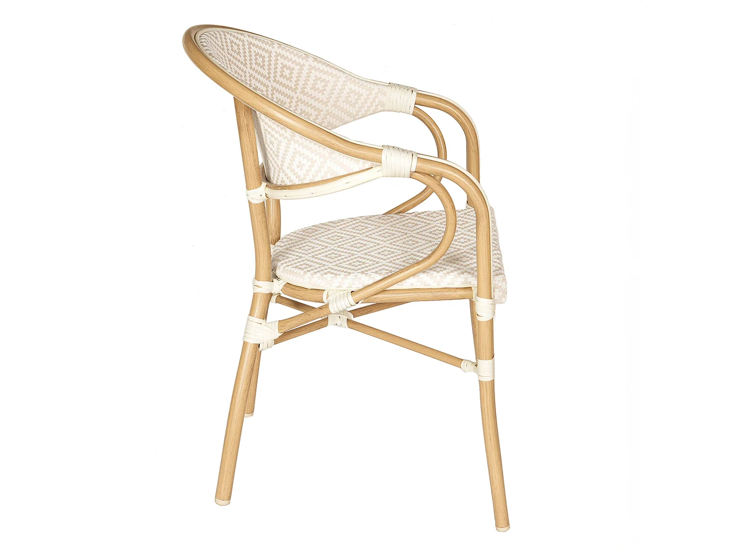 Chaise de terrasse style parisien aluminium et rotin synthétique beige