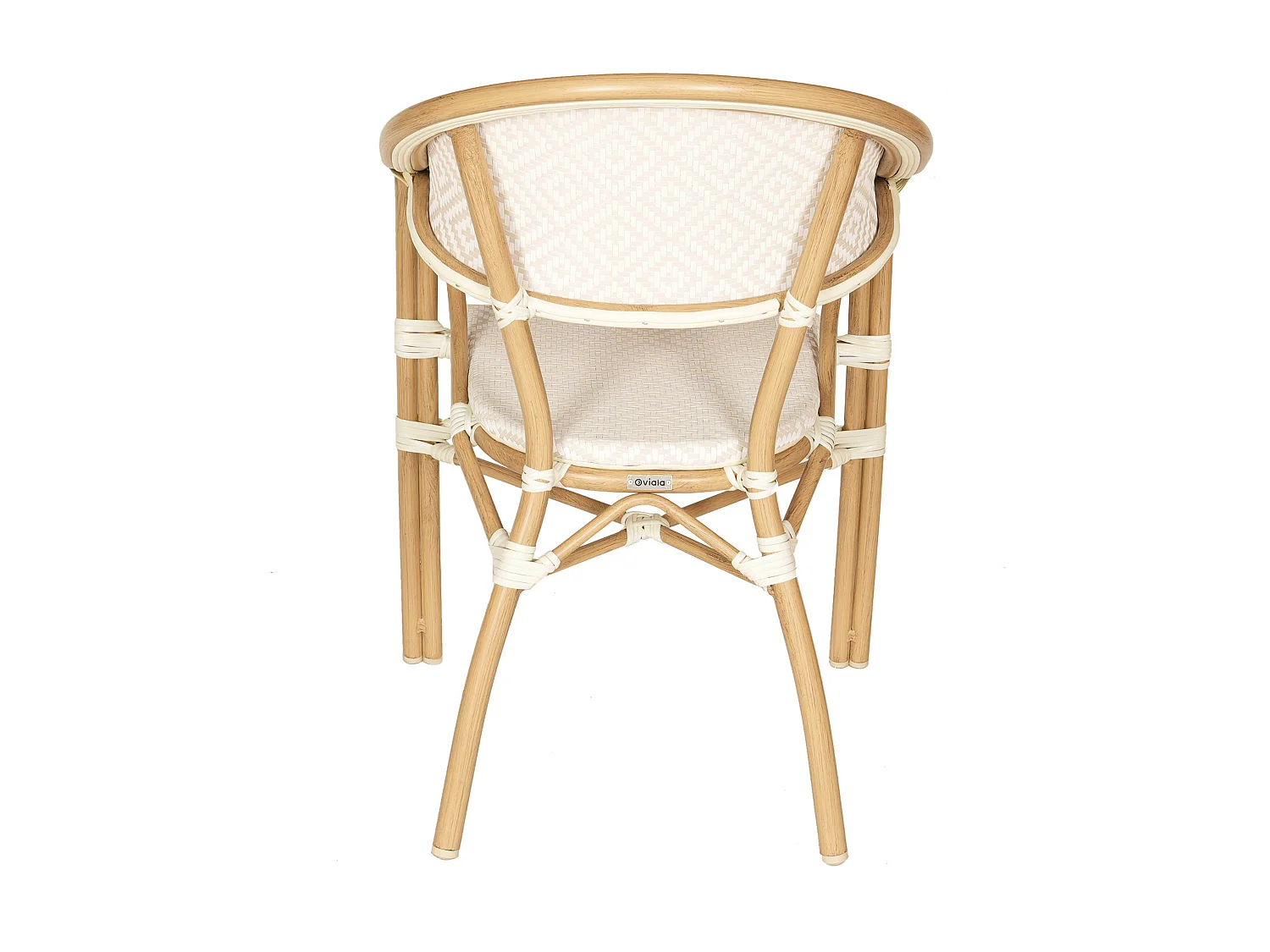 Chaise de terrasse style parisien aluminium et rotin synthétique beige