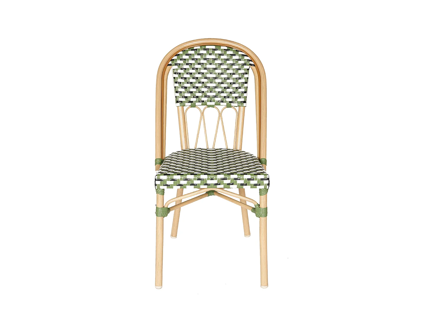 Chaise de terrasse style parisien aluminium et rotin synthétique vert