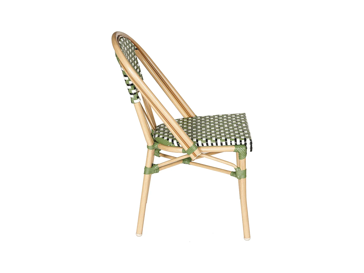 Chaise de terrasse style parisien aluminium et rotin synthétique vert