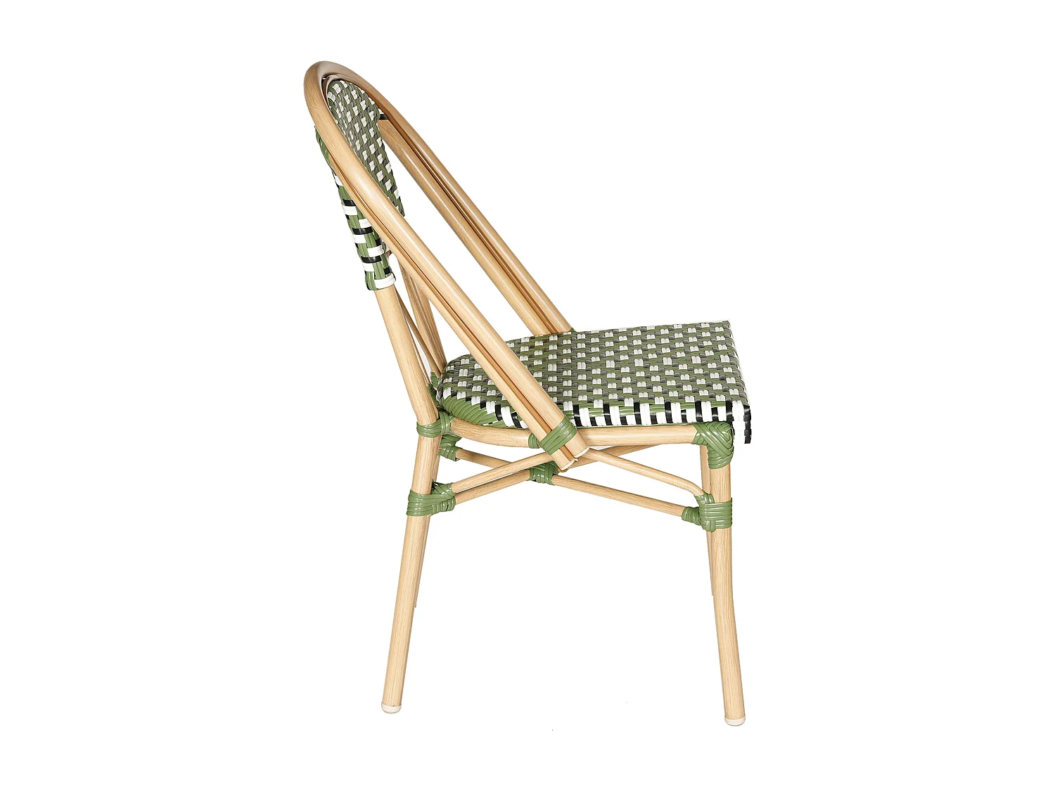 Chaise de terrasse style parisien aluminium et rotin synthétique vert