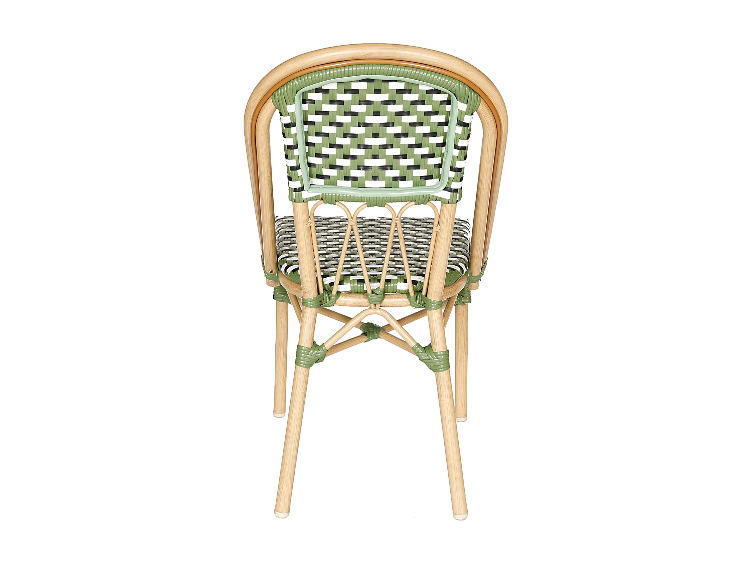 Chaise de terrasse style parisien aluminium et rotin synthétique vert