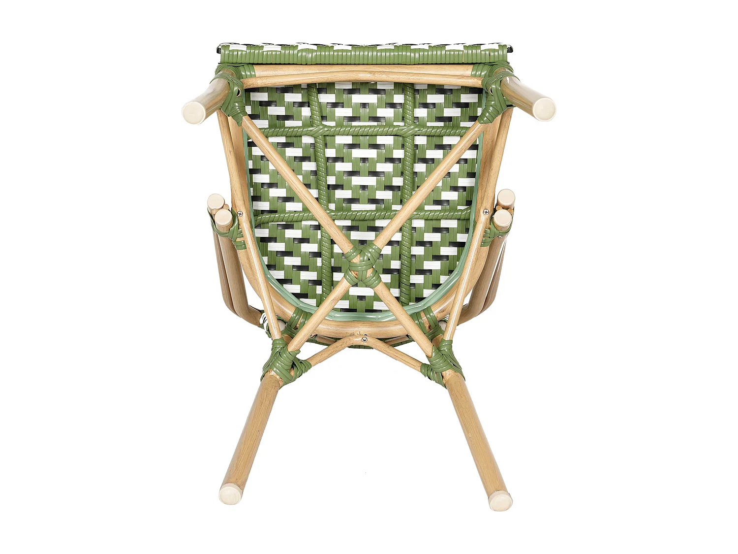 Chaise de terrasse style parisien aluminium et rotin synthétique vert