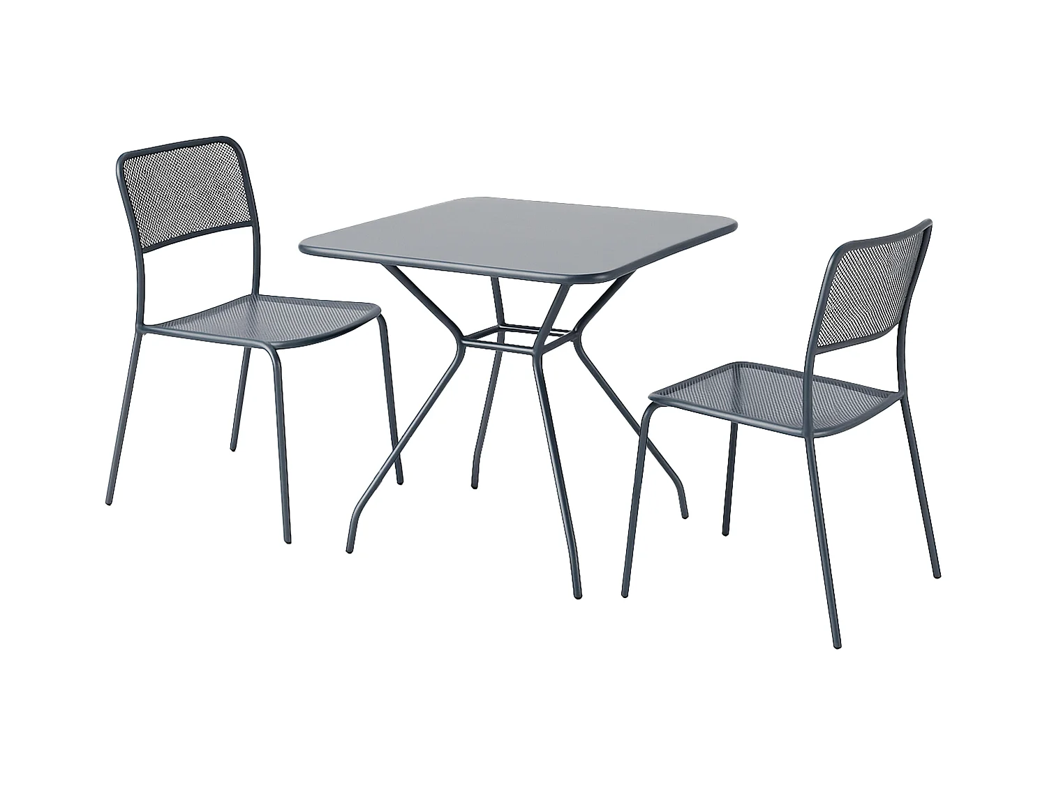 Ensemble table et 2 chaises de jardin gris anthracite