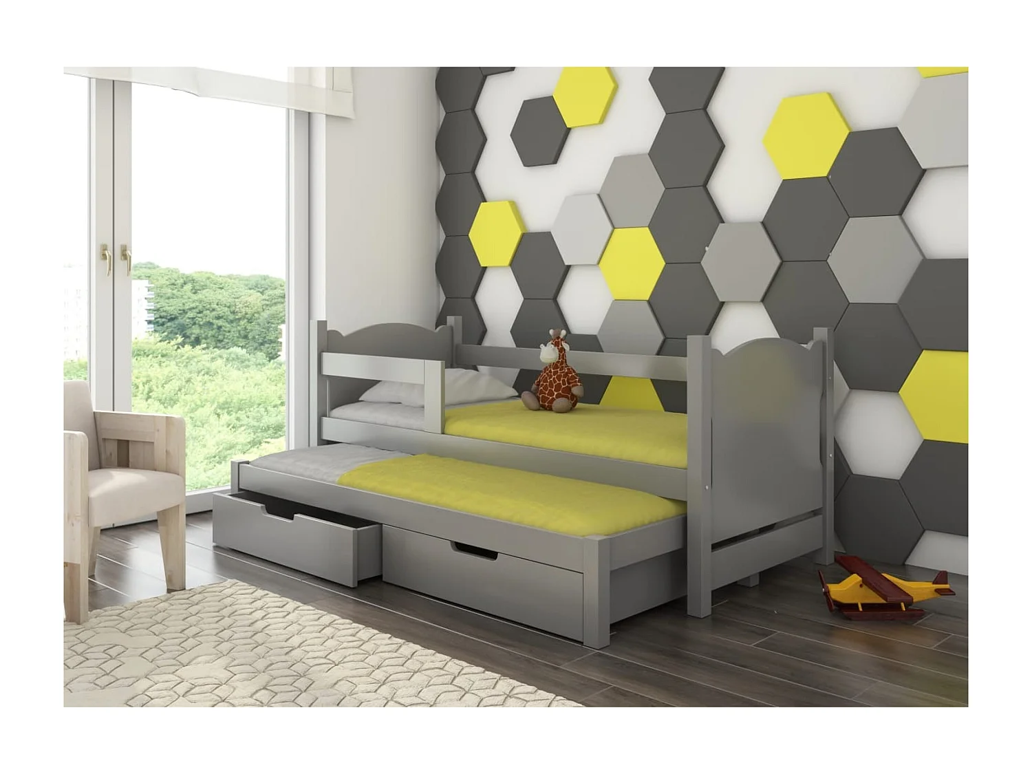 Bett Vantos (80x180)/Matratze inklusive/grau