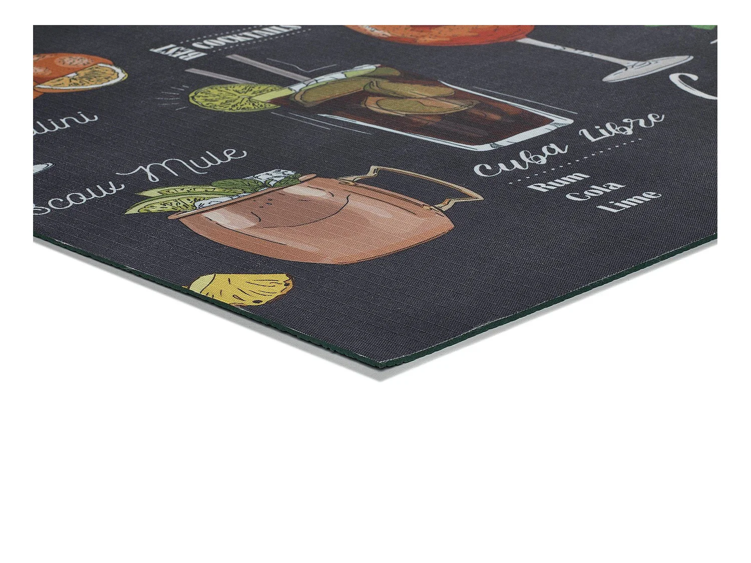 Tapete interior - Desenhos de cocktails - preto - 52 x 100 cm - RICCI