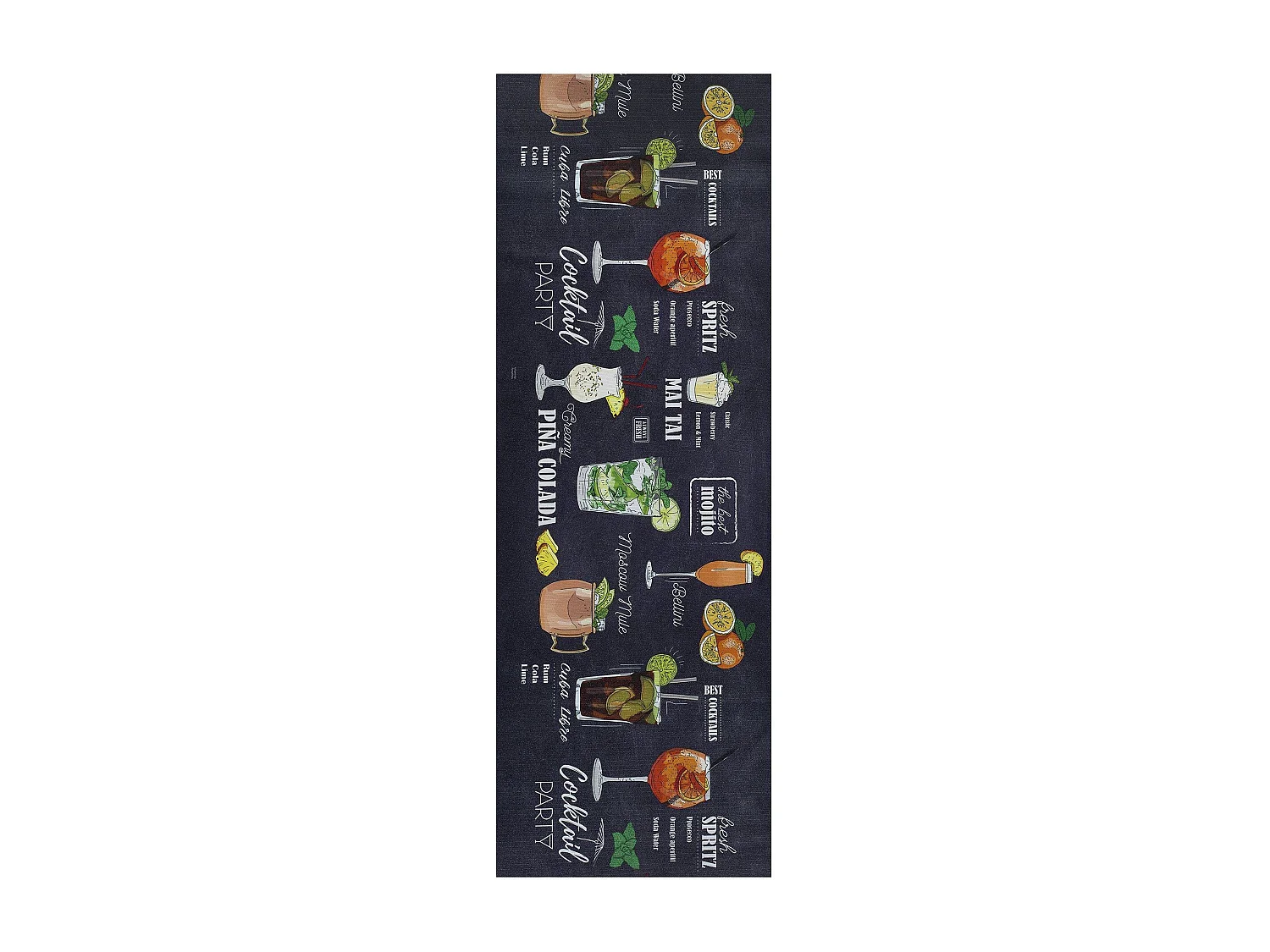Tapis de cuisine - dessins cocktails - noir - 52 x 100 cm - RICCI