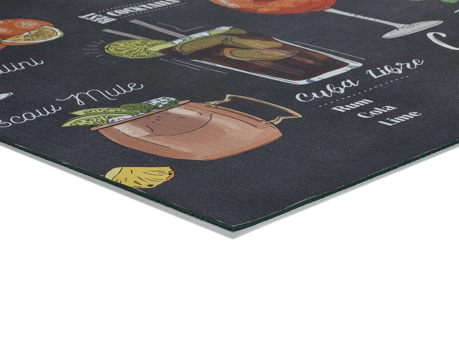 Tapis de cuisine - dessins cocktails - noir - 52 x 100 cm - RICCI