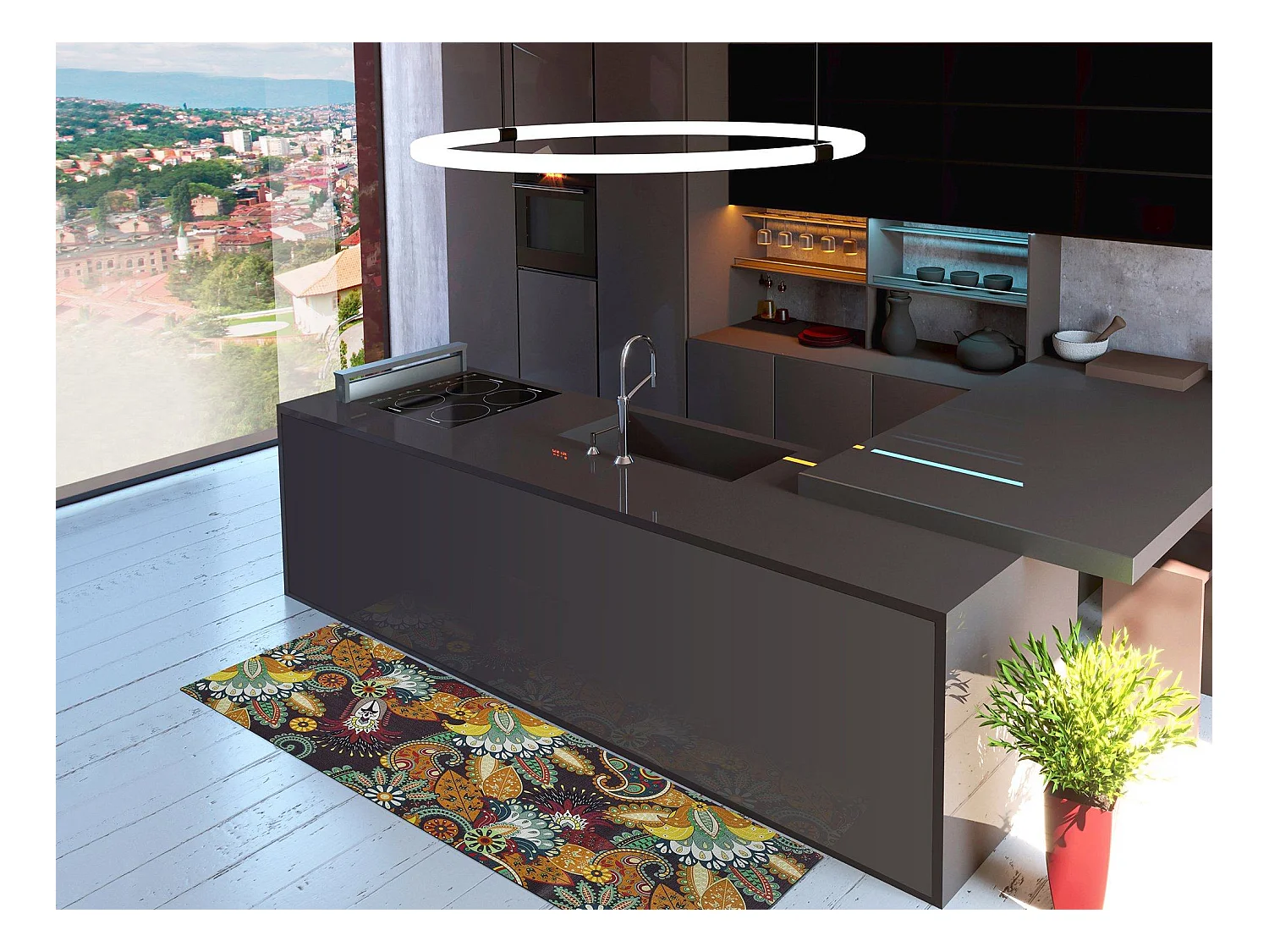 Tapis de cuisine - dessins bohème - multicolore - 52 x 100 cm - RICCI