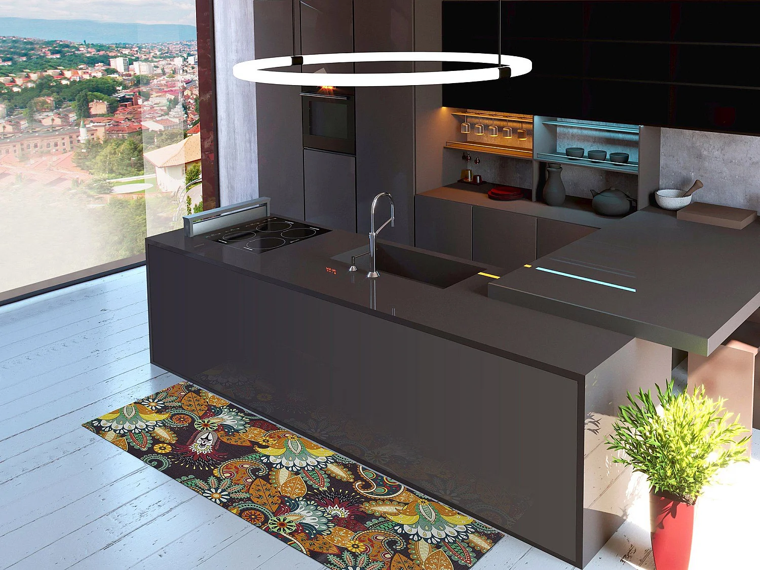 Tapis de cuisine - dessins bohème - multicolore - 52 x 100 cm - RICCI