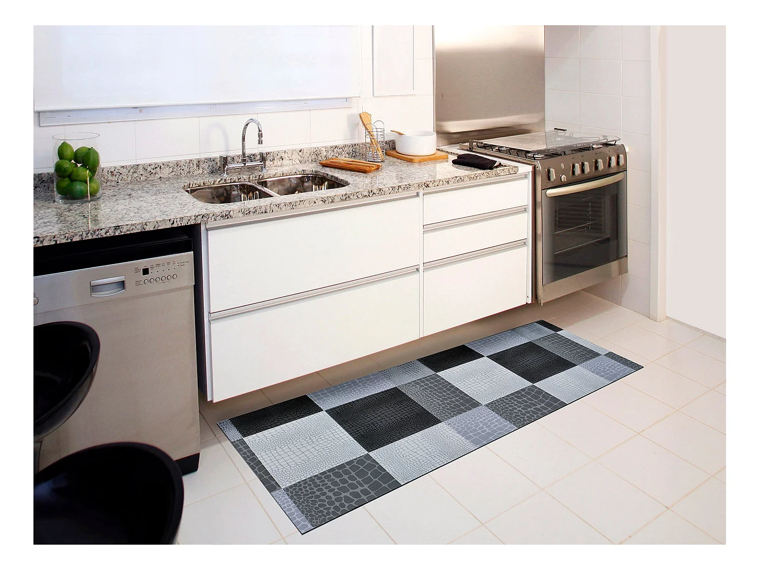 Tapis de cuisine - animal print - gris - 48 x 200 cm - SALLY