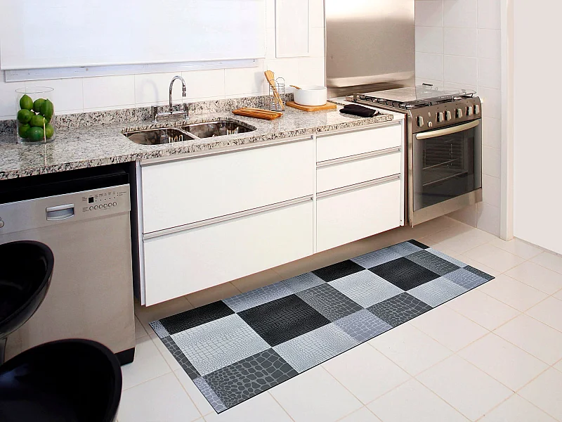 Tapis de cuisine - animal print - gris - 48 x 200 cm - SALLY