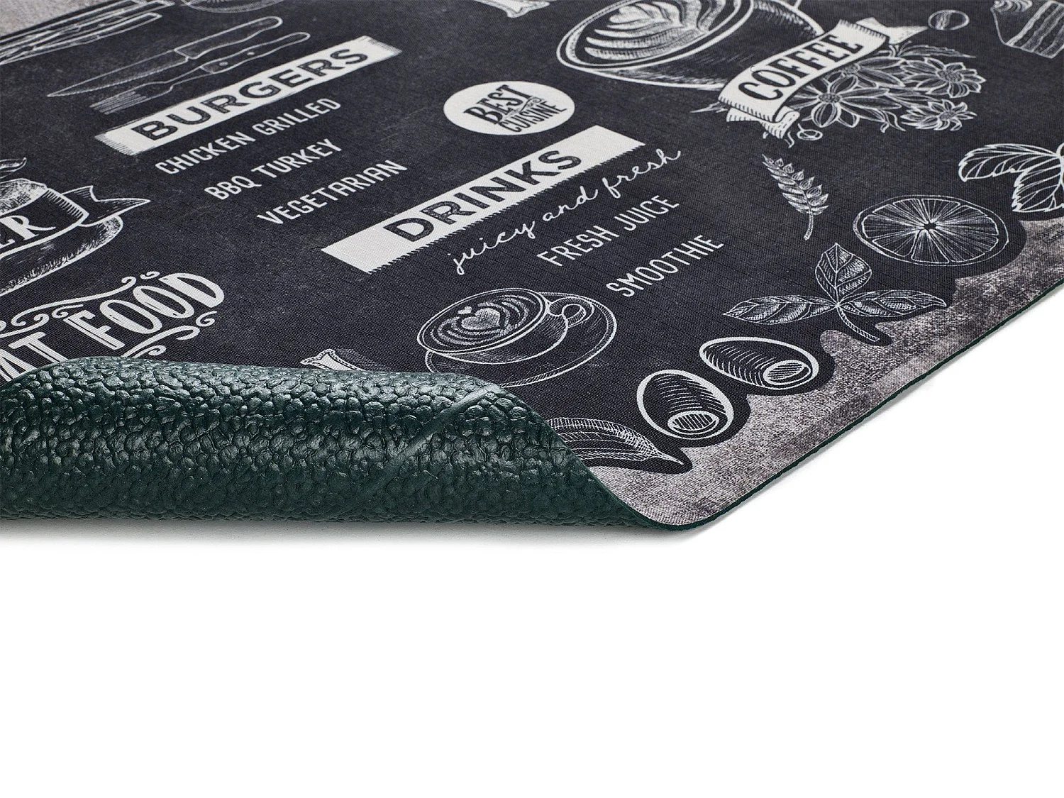 Tapis de cuisine - dessin Menu - noir - 52 x 200 cm - RICCI