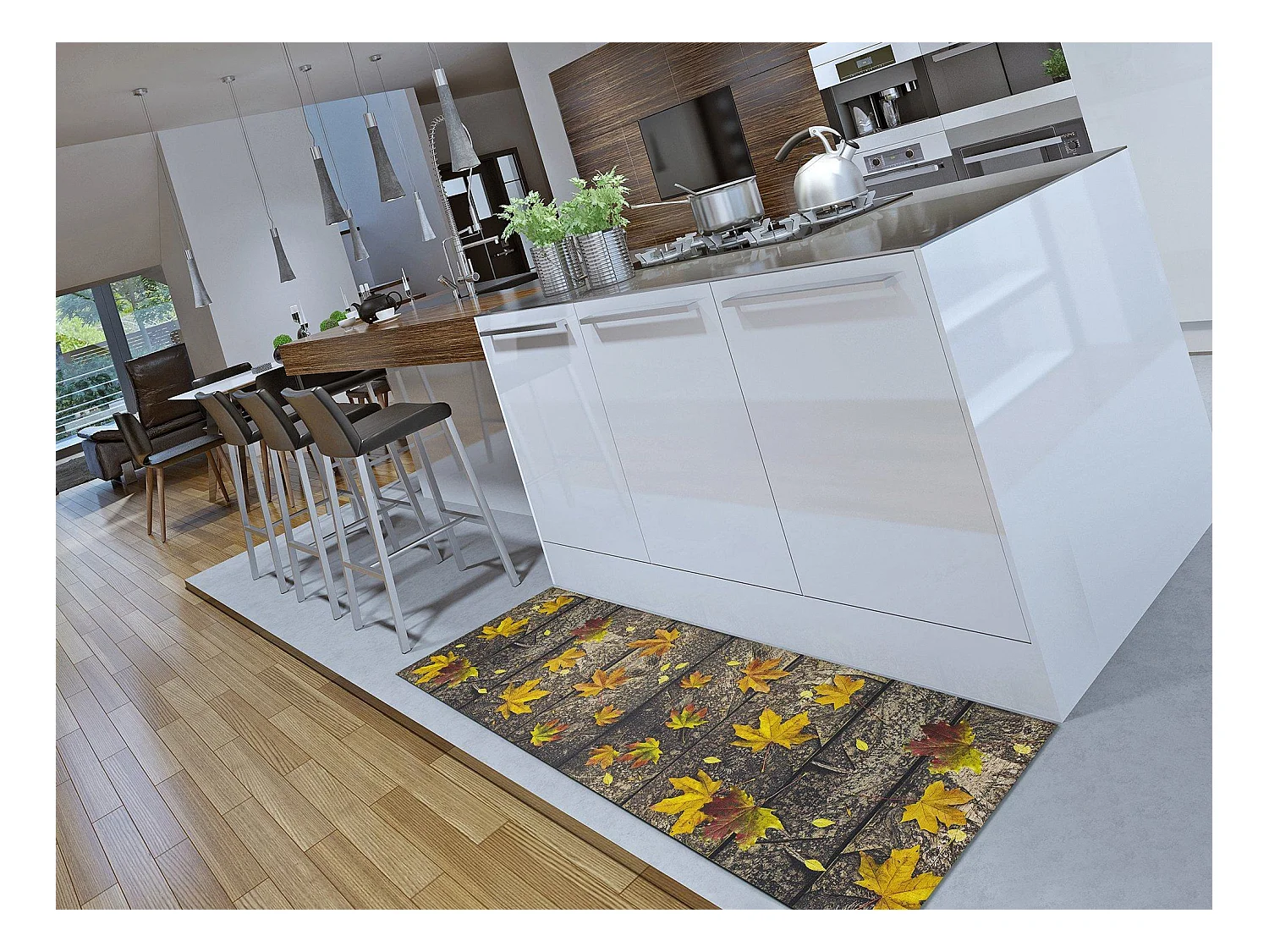 Tapis de cuisine - dessins automne - jaune - 52 x 200 cm - SPRINTY