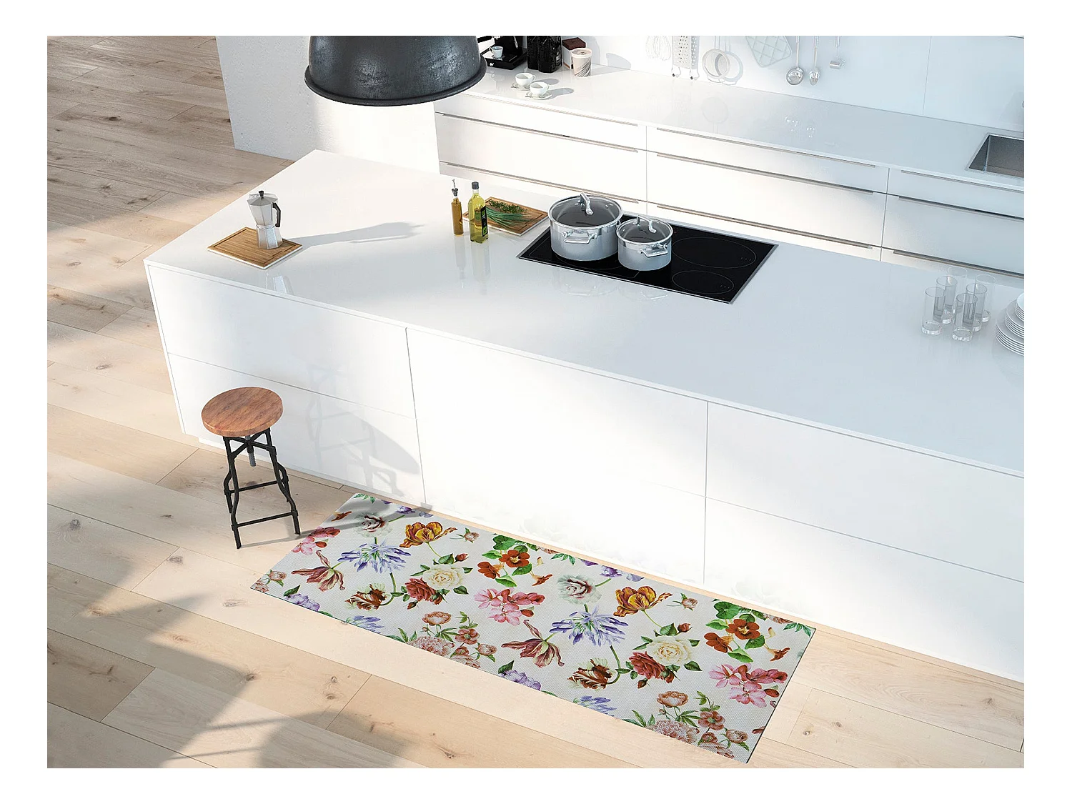 Tapete interior - desenhos com flores - multicolorido - 48 x 200 cm - SALLY