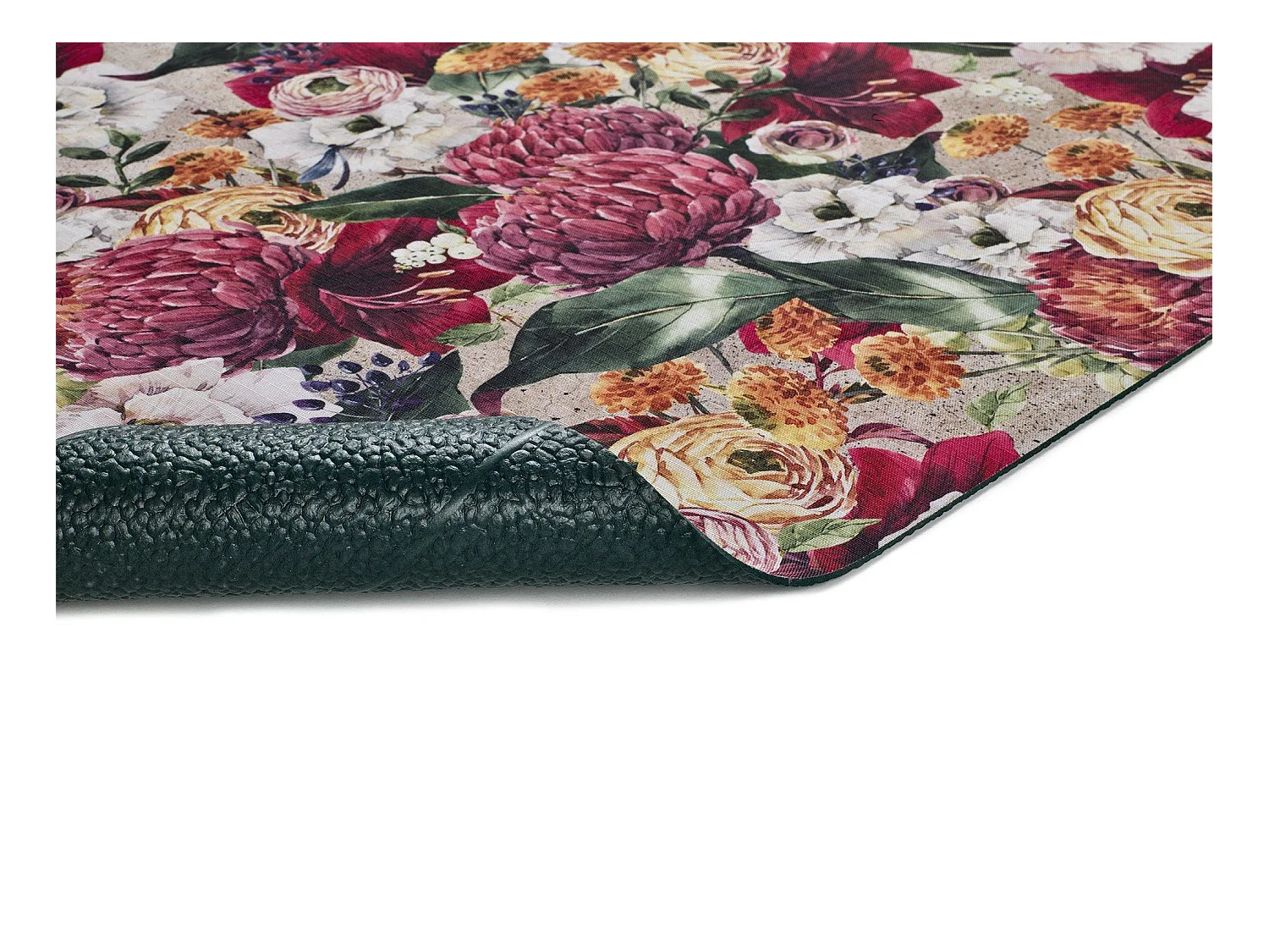 Tapis de cuisine - dessins avec des fleurs - rouge - 52 x 100 cm - RICCI