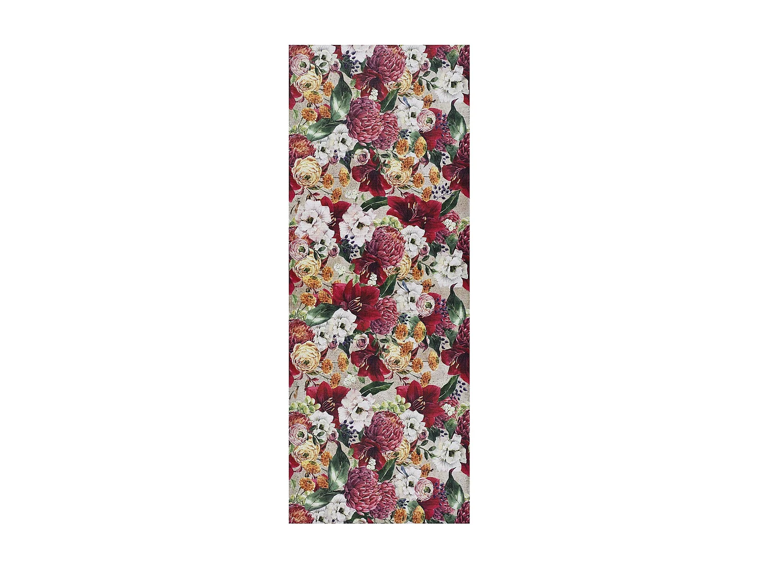 Tapis de cuisine - dessins avec des fleurs - rouge - 52 x 100 cm - RICCI