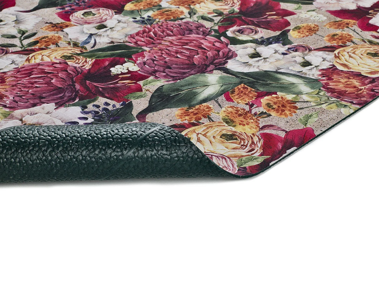 Tapis de cuisine - dessins avec des fleurs - rouge - 52 x 100 cm - RICCI