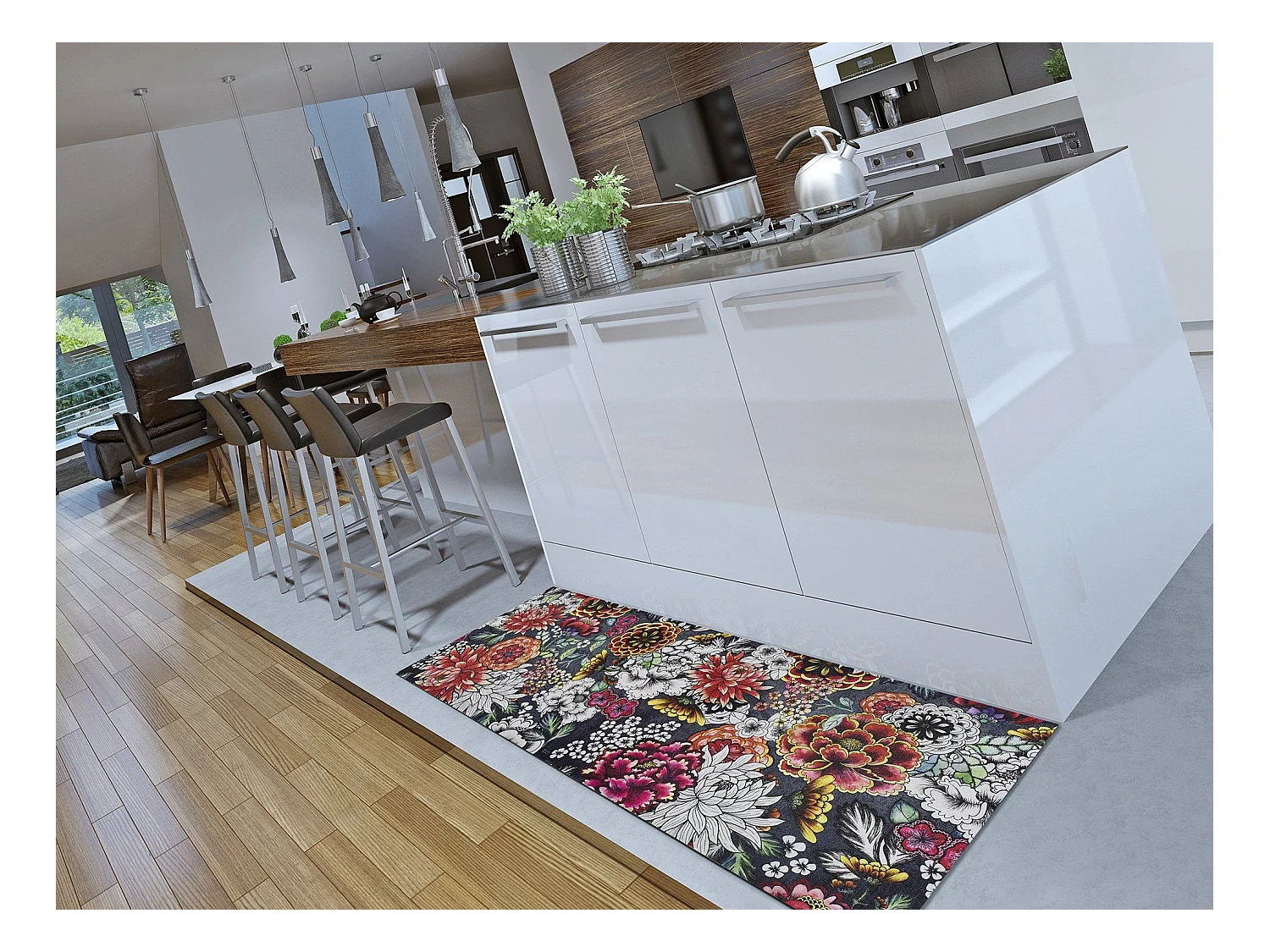 Tapis de cuisine - dessins colorés - multicolore - 52 x 100 cm - RICCI