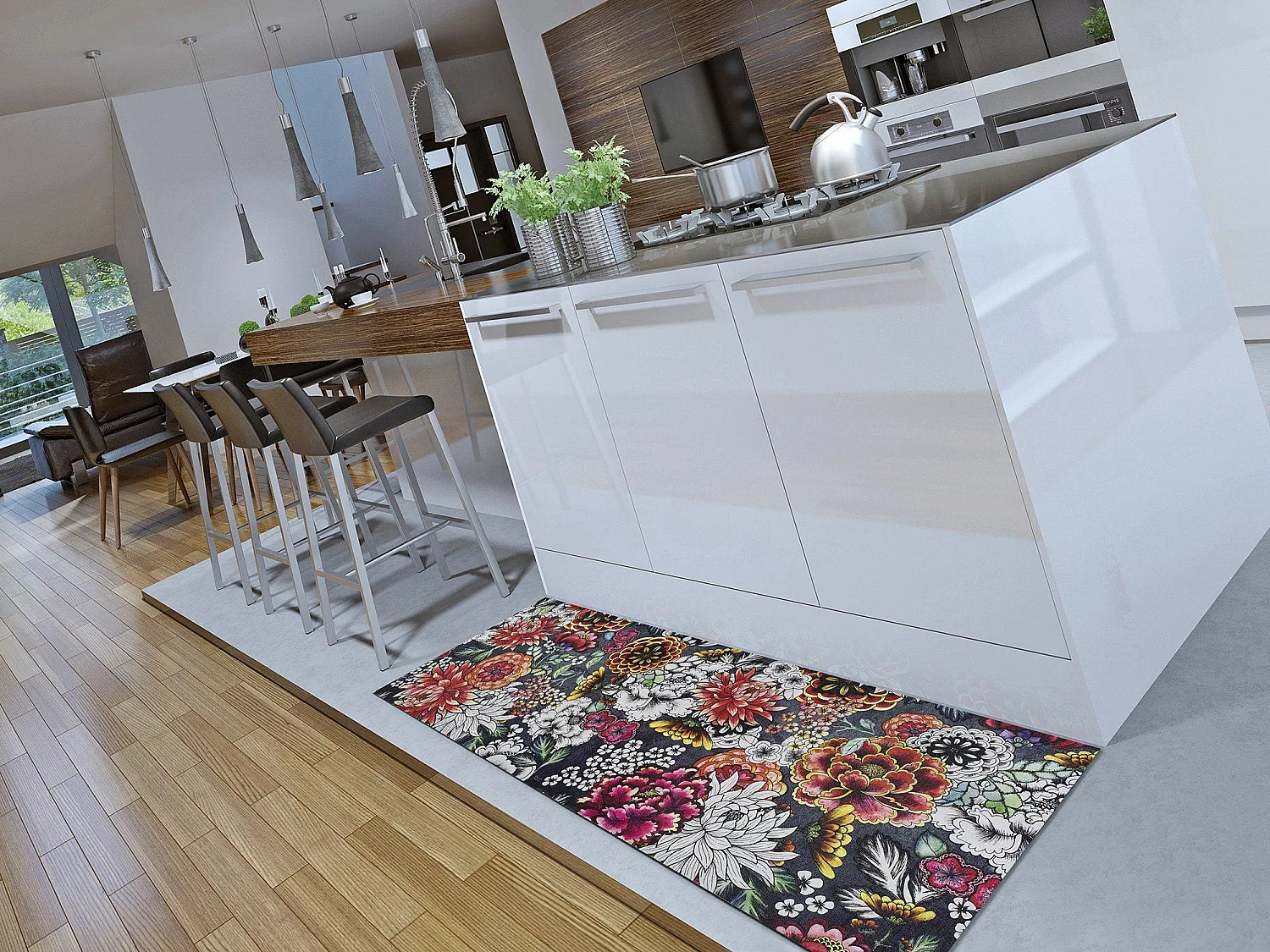 Tapis de cuisine - dessins colorés - multicolore - 52 x 100 cm - RICCI