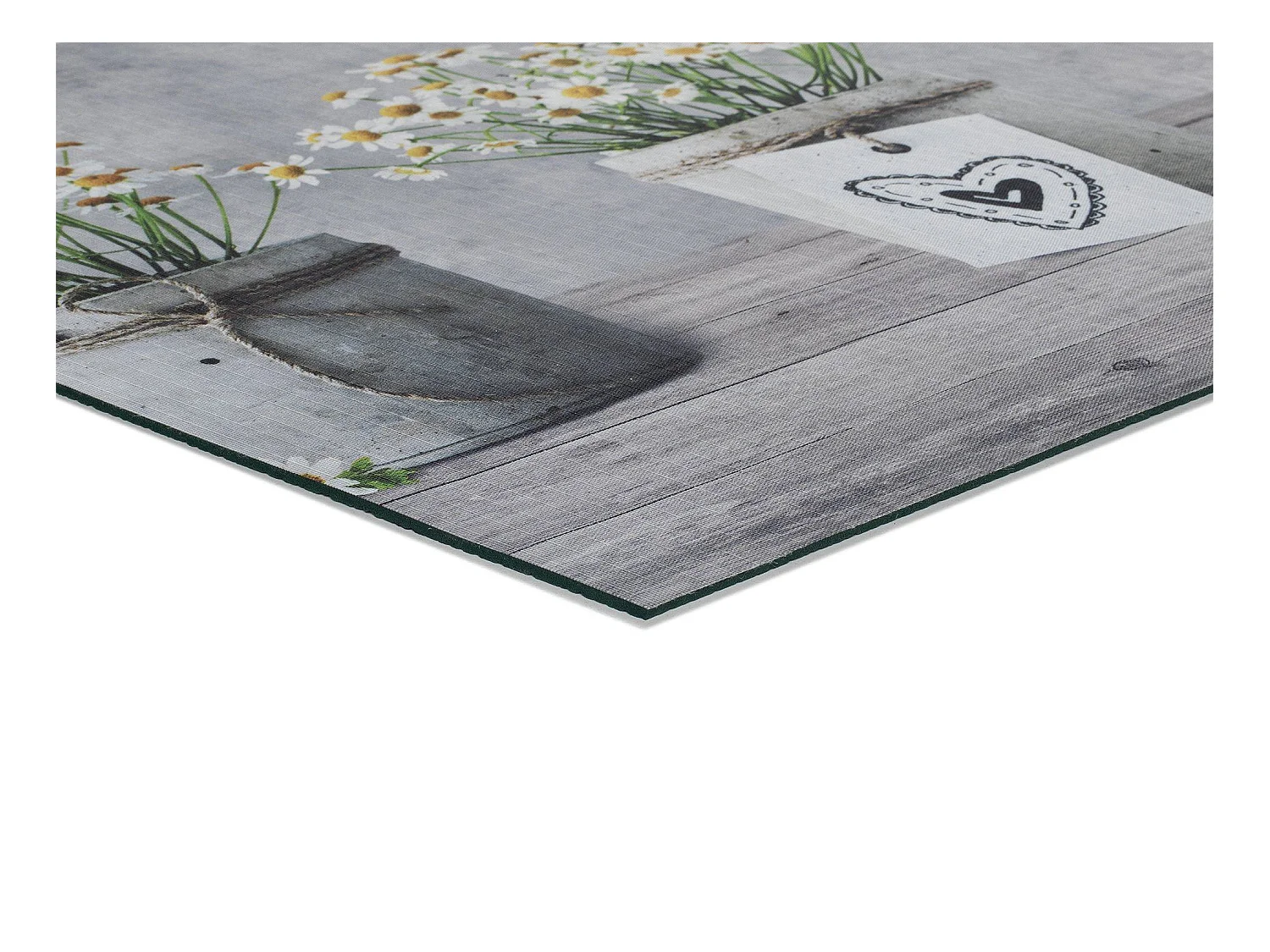 Tapis de cuisine - dessins pots de fleurs - gris - 52 x 100 cm - SPRINTY