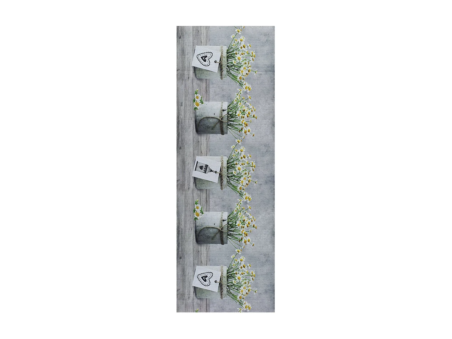 Tapis de cuisine - dessins pots de fleurs - gris - 52 x 100 cm - SPRINTY