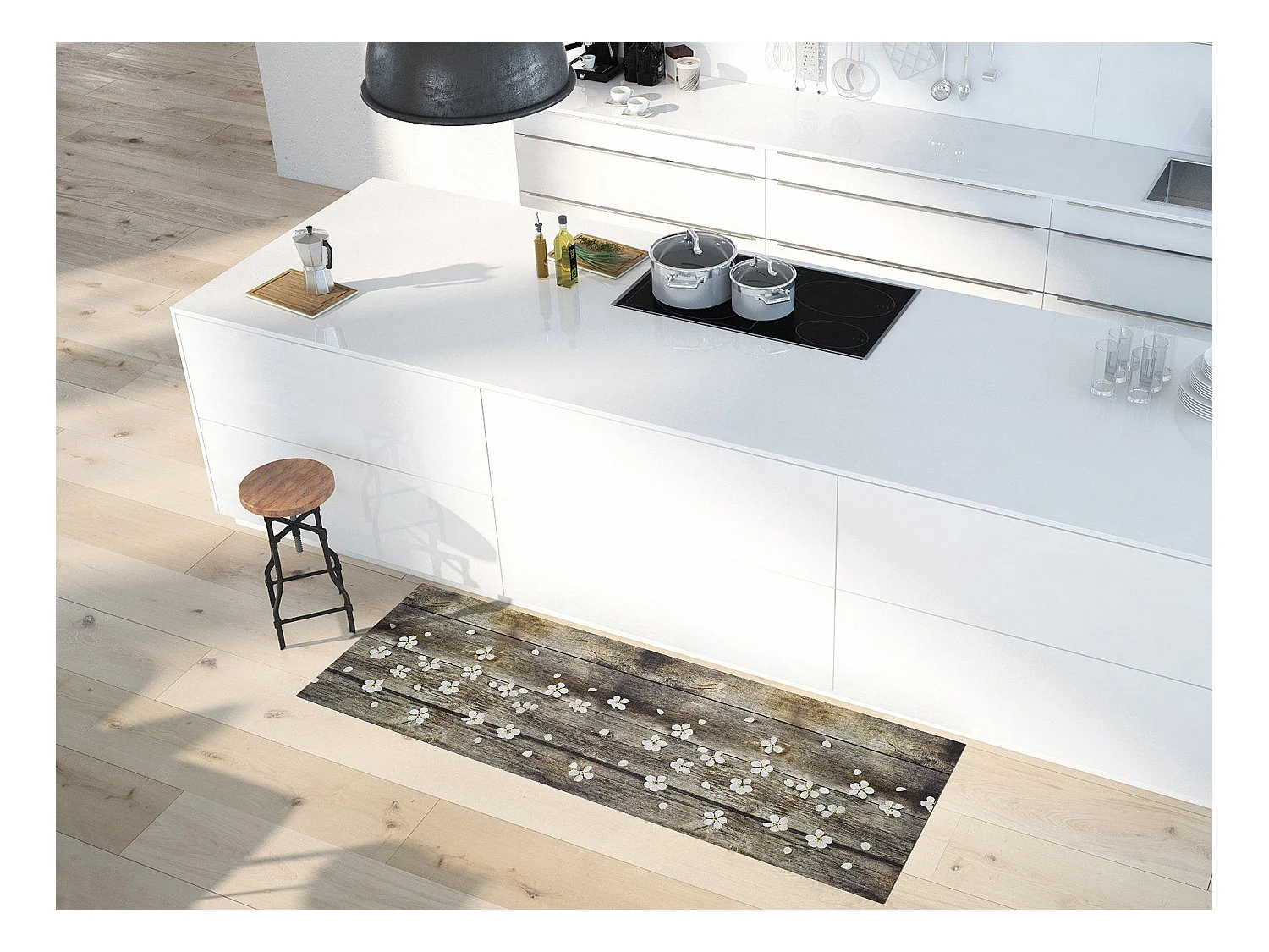Vinyl-Küchenteppich - Frühjahrsmuster - marrone - 52x100 cm - SPRINTY