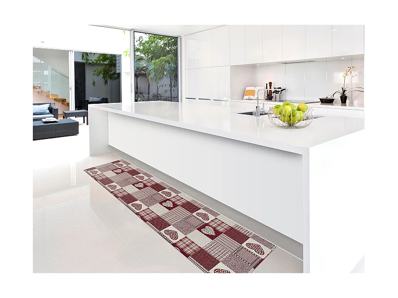 Küchenteppich - patchwork - rot - 48x200 cm - SALLY