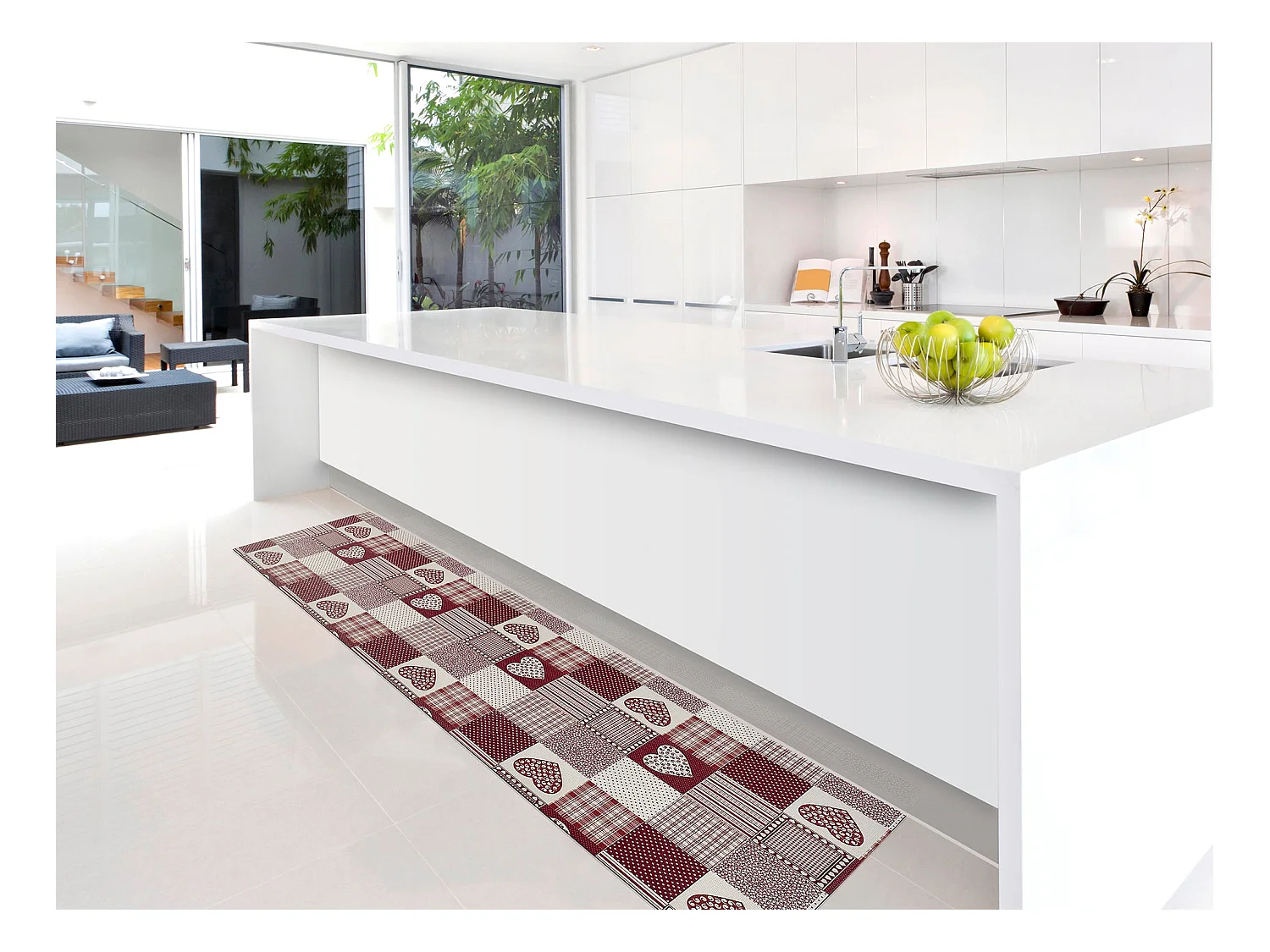 Tapis de cuisine - patchwork - rouge - 48 x 200 cm - SALLY