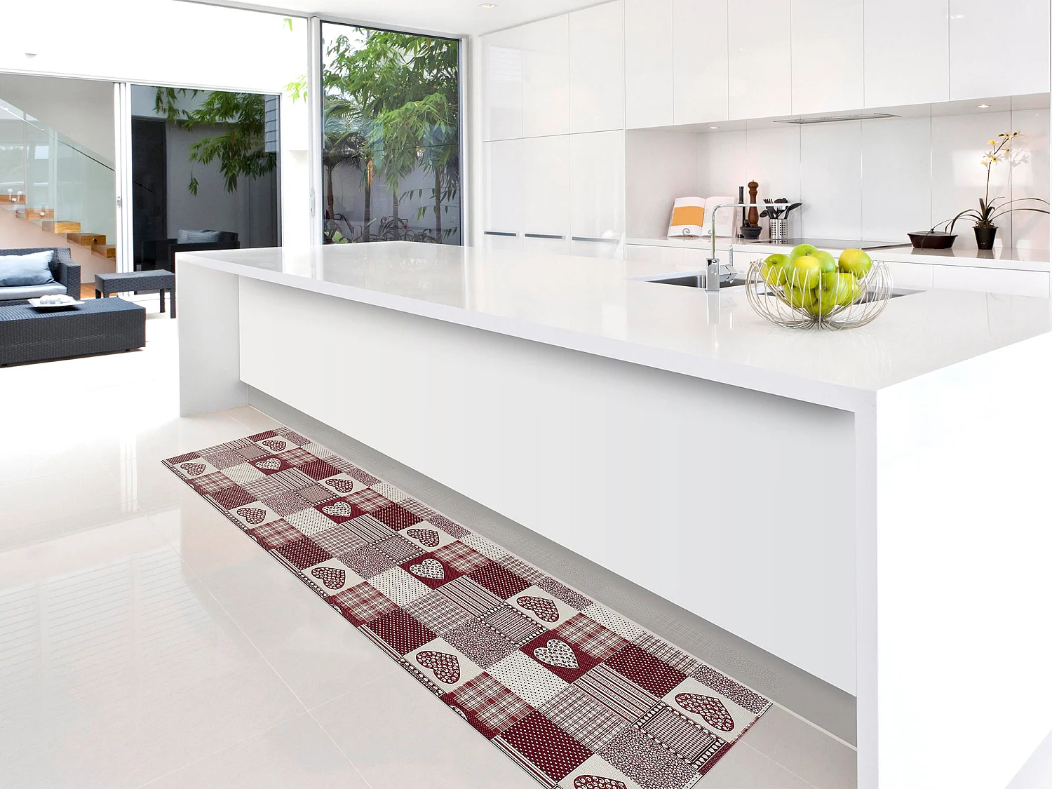 Tapis de cuisine - patchwork - rouge - 48 x 200 cm - SALLY