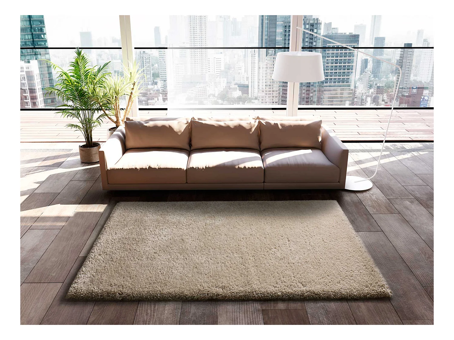 Tapis intérieur - shaggy - beige - 140 x 200 cm - SHAGGY REC BEIG