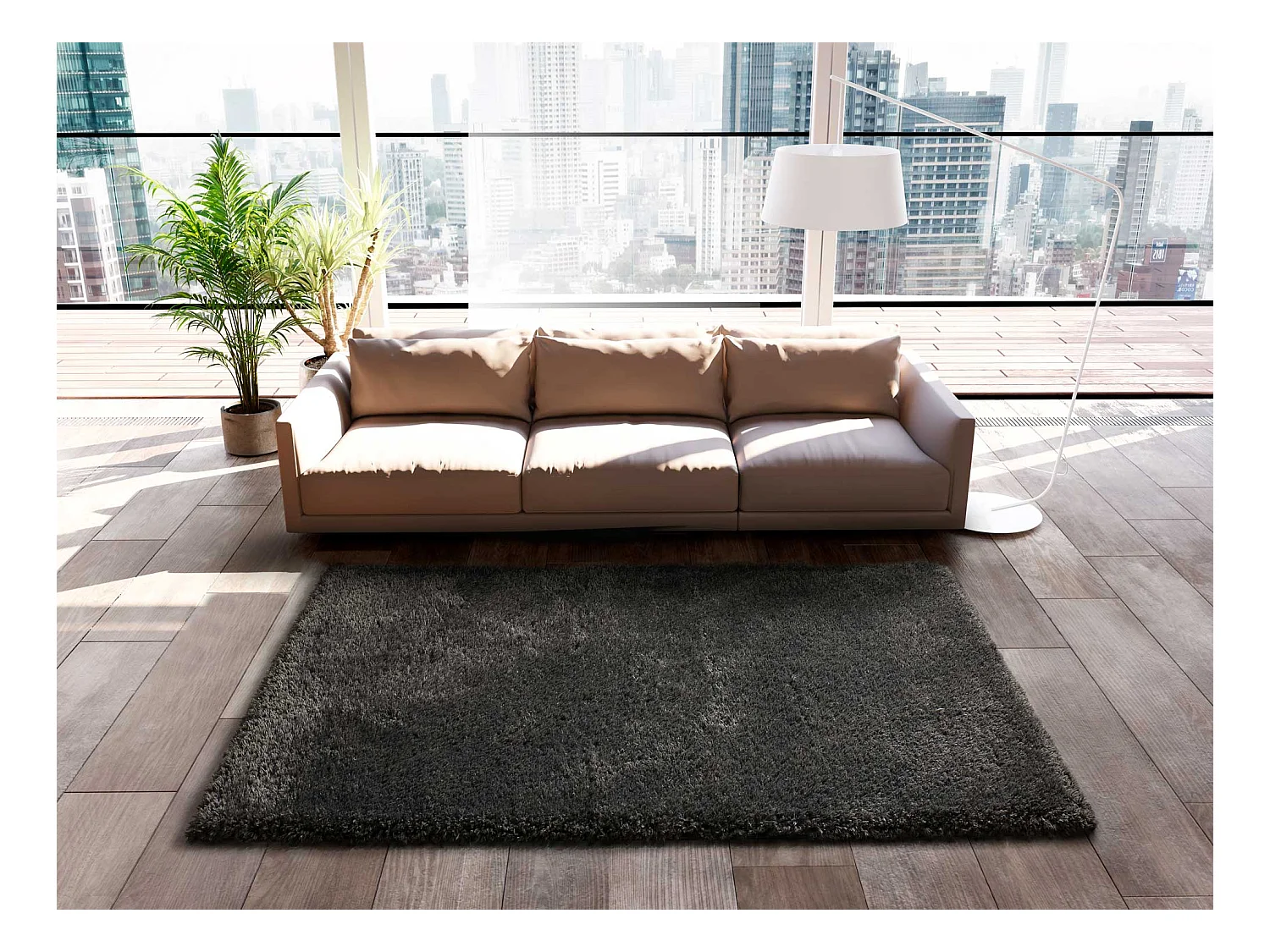 Tapis intérieur - shaggy - anthracite - 140 x 200 cm - SHAGGY REC ANT