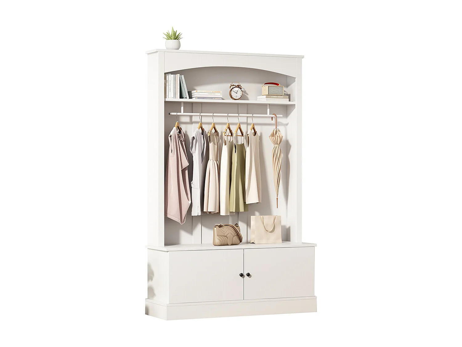 Armoire entrée blanche portemanteau banc chaussures indépendante compacte étagères réglables couloir