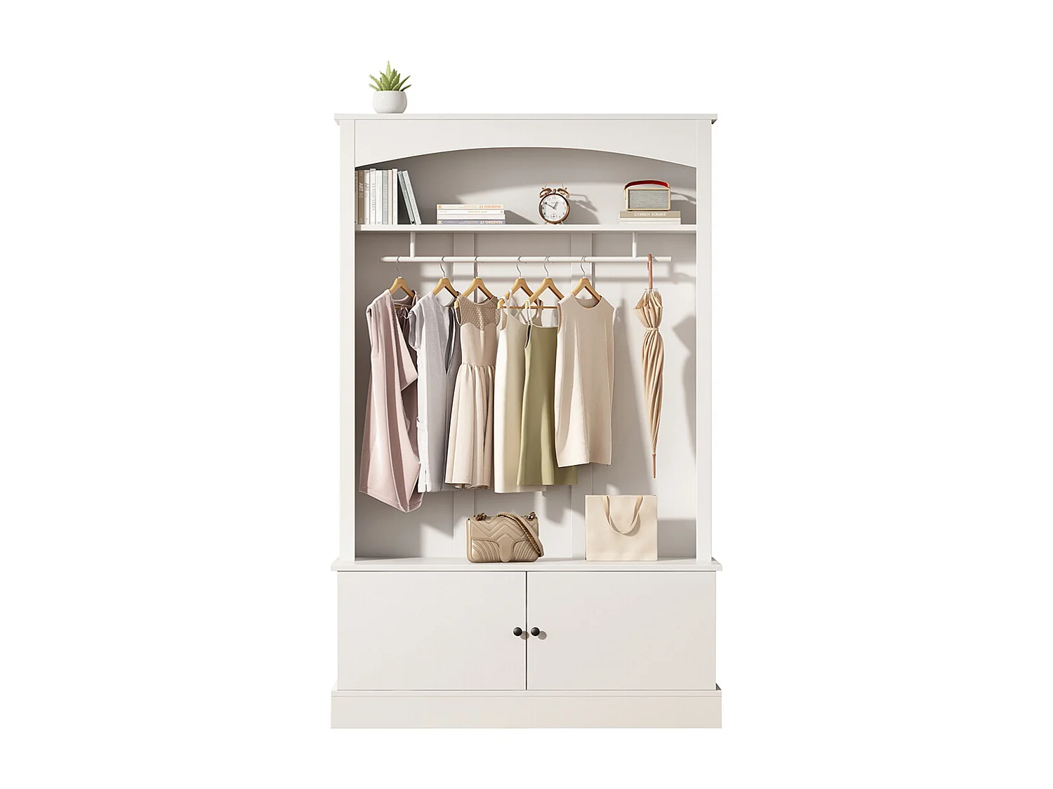 Armoire entrée blanche portemanteau banc chaussures indépendante compacte étagères réglables couloir