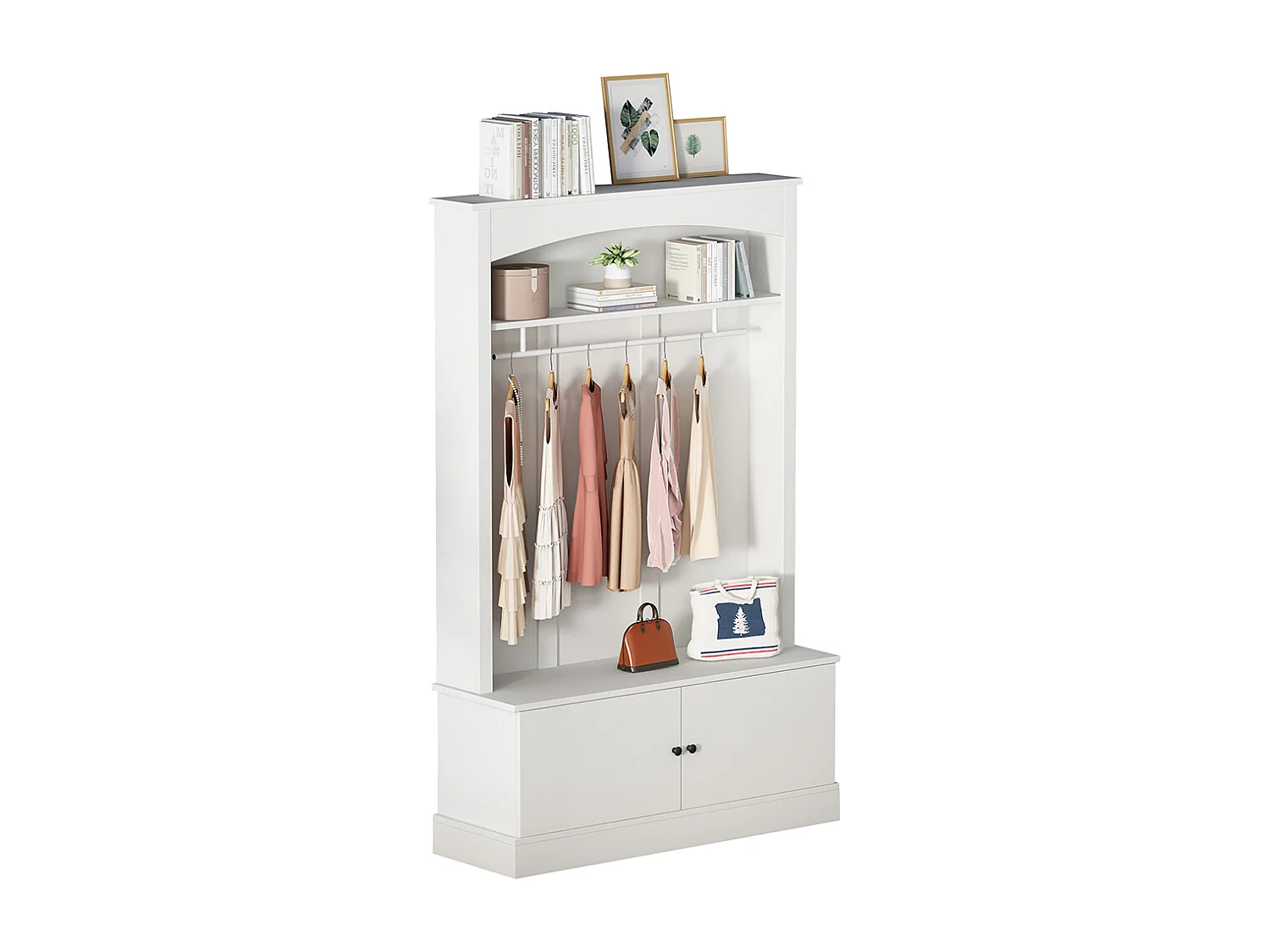 Armoire entrée blanche portemanteau banc chaussures indépendante compacte étagères réglables couloir