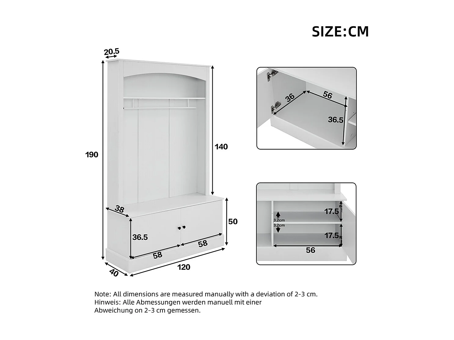 Armoire entrée blanche portemanteau banc chaussures indépendante compacte étagères réglables couloir