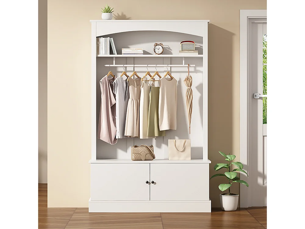 Armoire entrée blanche portemanteau banc chaussures indépendante compacte étagères réglables couloir