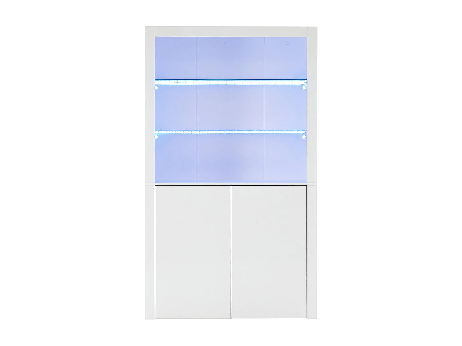 Vitrine buffet appoint armoire rangement brillante éclairage LED verre trempé verticale salon blanc